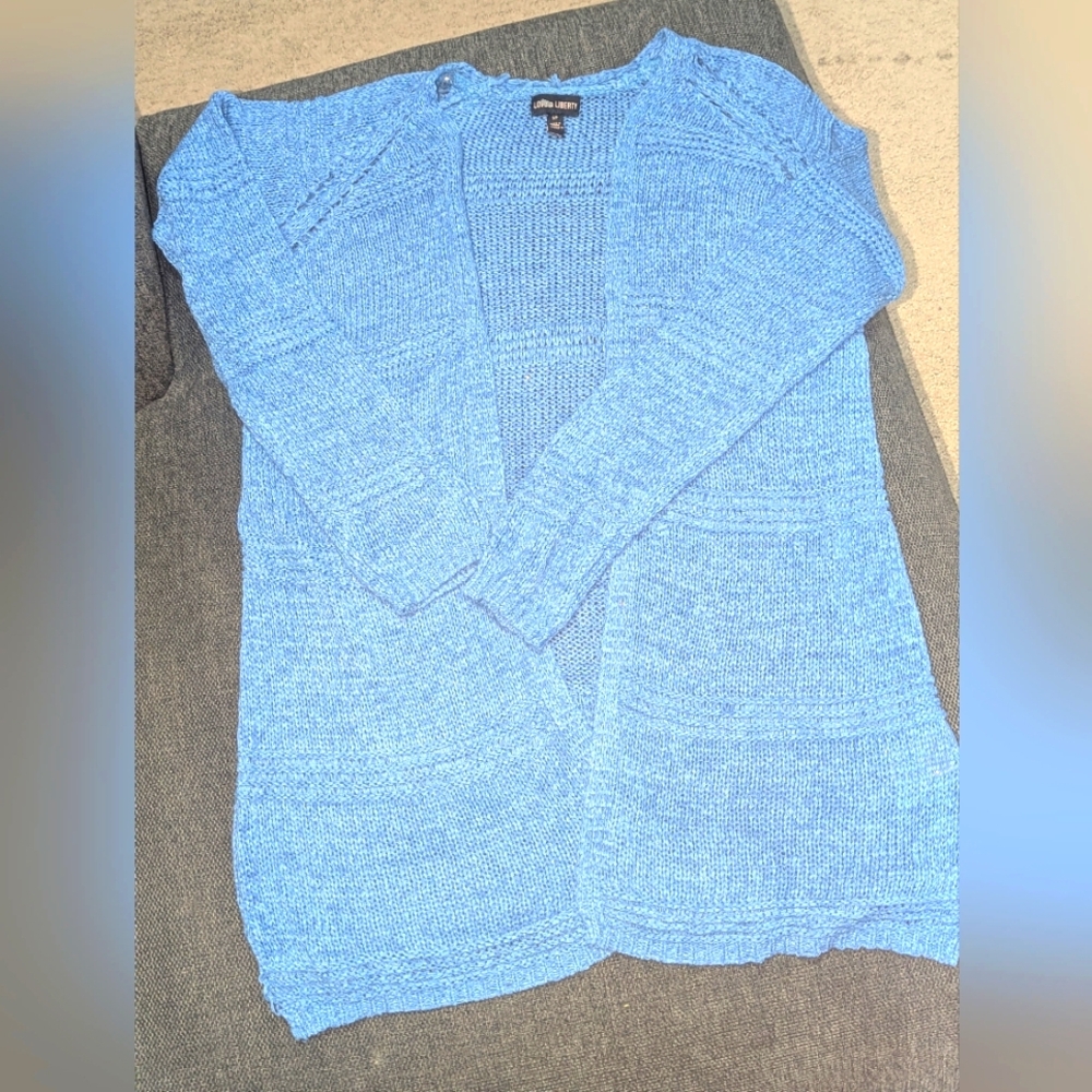 Soft Velour Crochet Cardigan Sweater - Size Small